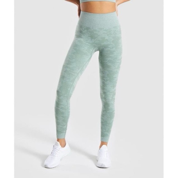 Gymshark Camo Seamless Sage Green Legging - Picture 1 of 4